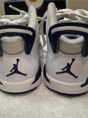 Nike Kids White and Navy Jordan Basketball Sneakers
